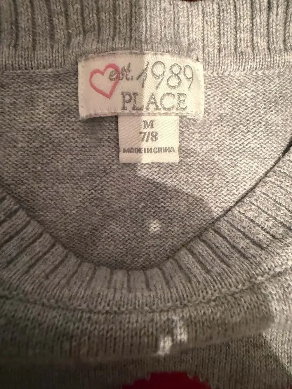 The Children's Place Gray LOVE Sweater Girls Size M 7/8